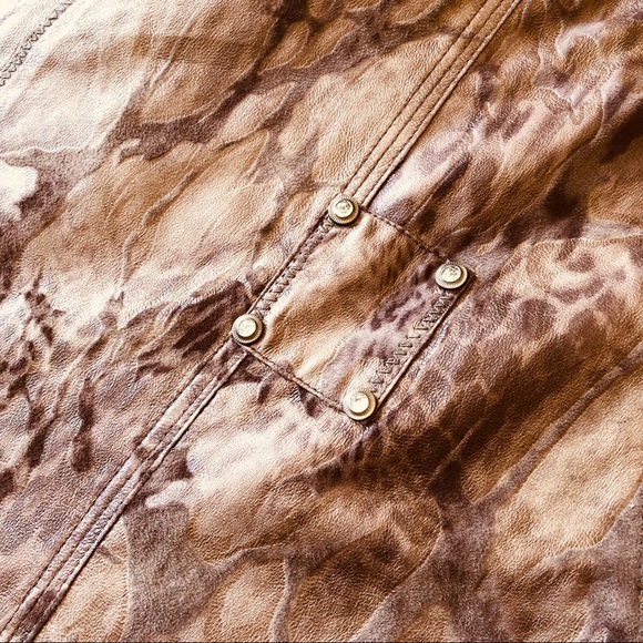 Simon Chang Brown Animal Print 4 Skirt Fit Arriere Back Contrast - Picture 15 of 15